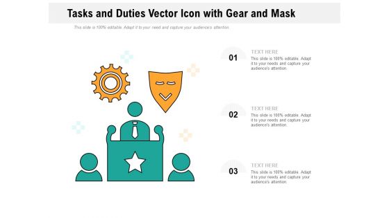 Tasks And Duties Vector Icon With Gear And Mask Ppt PowerPoint Presentation Visuals PDF