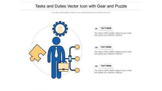 Tasks And Duties Vector Icon With Gear And Puzzle Ppt PowerPoint Presentation Inspiration Visual Aids PDF