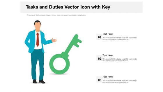 Tasks And Duties Vector Icon With Key Ppt PowerPoint Presentation Inspiration Example File PDF