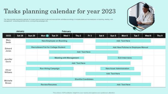 Tasks Planning Calendar For Year 2023 Graphics PDF