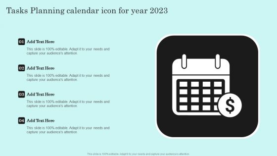 Tasks Planning Calendar Icon For Year 2023 Infographics PDF