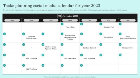 Tasks Planning Social Media Calendar For Year 2023 Information PDF Tasks Planning Social Media Calendar For Year 2023 Information PDF