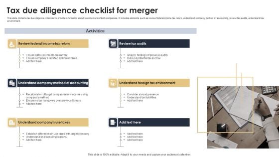 Tax Due Diligence Checklist For Merger Mockup PDF