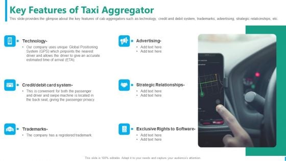 Taxi Aggregator Key Features Of Taxi Aggregator Background PDF