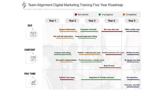 Team Alignment Digital Marketing Training Five Year Roadmap Infographics