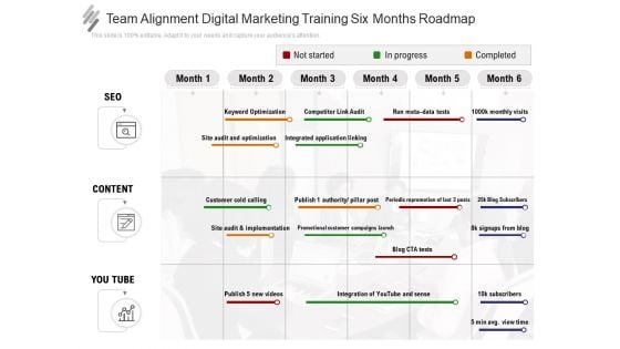 Team Alignment Digital Marketing Training Six Months Roadmap Portrait