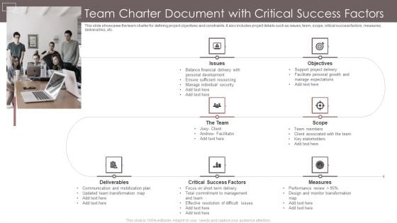 Team Charter Document With Critical Success Factors Ppt Model Outfit PDF