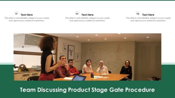 Team Discussing Product Stage Gate Procedure Ppt PowerPoint Presentation Gallery Styles PDF