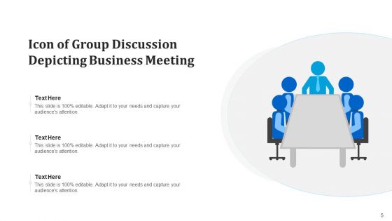 Team Discussion Icon Developing Growth Ppt PowerPoint Presentation Complete Deck With Slides