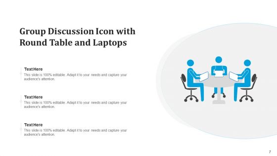 Team Discussion Icon Developing Growth Ppt PowerPoint Presentation Complete Deck With Slides