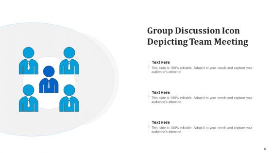 Team Discussion Icon Developing Growth Ppt PowerPoint Presentation Complete Deck With Slides