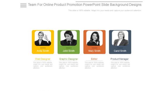 Team For Online Product Promotion Powerpoint Slide Background Designs