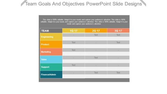 Team Goals And Objectives Powerpoint Slide Designs