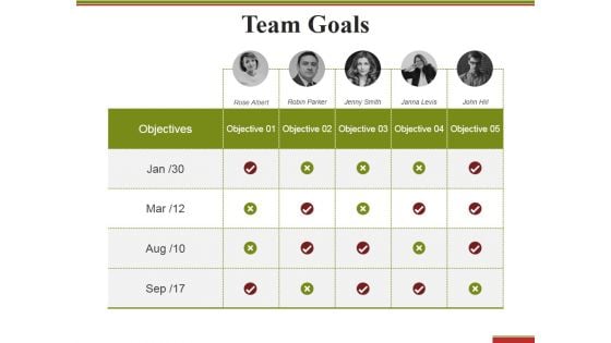 Team Goals Template 2 Ppt PowerPoint Presentation Infographics Structure