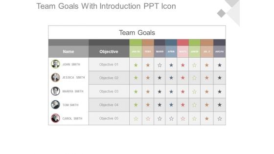 Team Goals With Introduction Ppt Icon