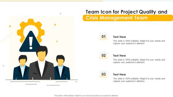 Team Icon For Project Quality And Crisis Management Team Formats PDF