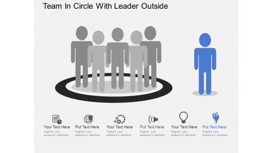 Team In Circle With Leader Outside Powerpoint Templates