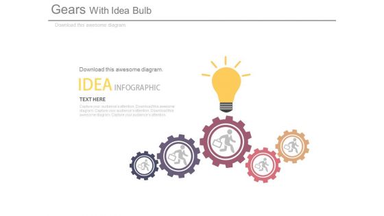 Team In Gears With Idea Bulb Powerpoint Slides