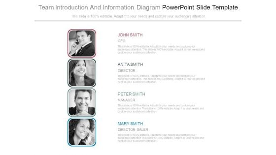 Team Introduction And Information Diagram Powerpoint Slide Template Team Introduction And Information Diagram Powerpoint Slide Template
