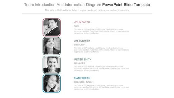 Team Introduction And Information Diagram Powerpoint Slide Template