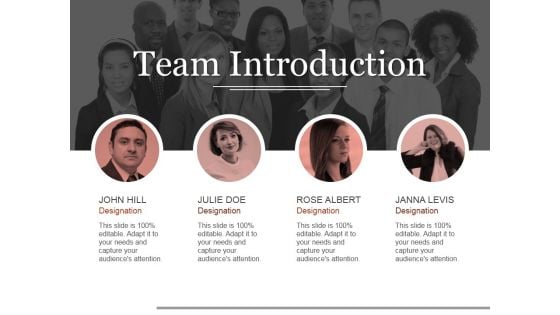 Team Introduction Ppt PowerPoint Presentation Pictures Slide