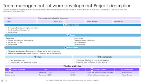 Team Management Software Development Project Description Ppt Infographic Template Topics PDF Team Management Software Development Project Description Ppt Infographic Template Topics PDF
