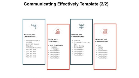 Team Manager Administration Communicating Effectively Template Leaders Icons Pdf