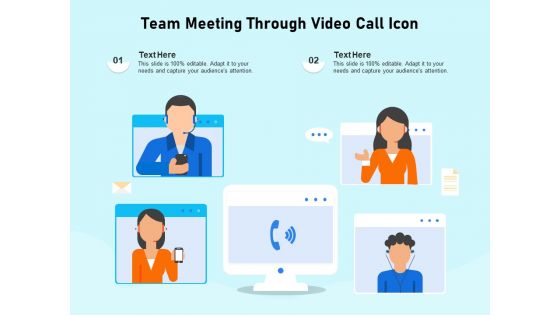 Team Meeting Through Video Call Icon Ppt PowerPoint Presentation Infographic Template Graphics PDF