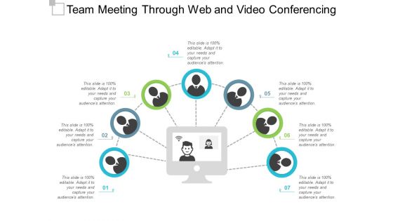 Team Meeting Through Web And Video Conferencing Ppt PowerPoint Presentation File Graphics Template