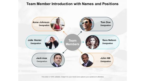 Team Member Introduction With Names And Positions Ppt Powerpoint Presentation Icon Outline