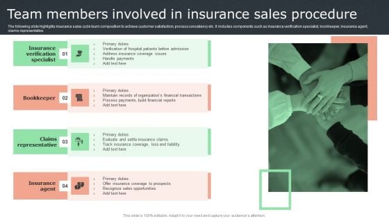 Team Members Involved In Insurance Sales Procedure Background PDF