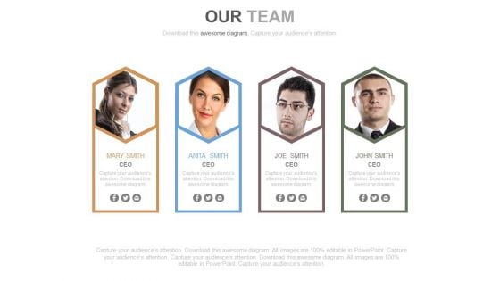 Team Members With Career Profile Powerpoint Slides