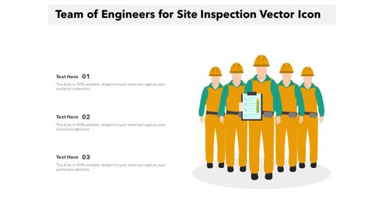 Team Of Engineers For Site Inspection Vector Icon Ppt PowerPoint Presentation File Format PDF