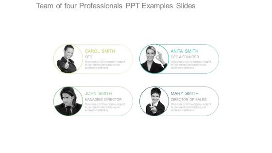 Team Of Four Professionals Ppt Examples Slides