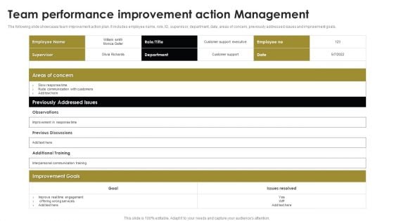 Team Performance Improvement Action Management Information PDF