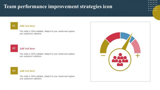 Team Performance Improvement Strategies Icon Ppt File Example Introduction PDF