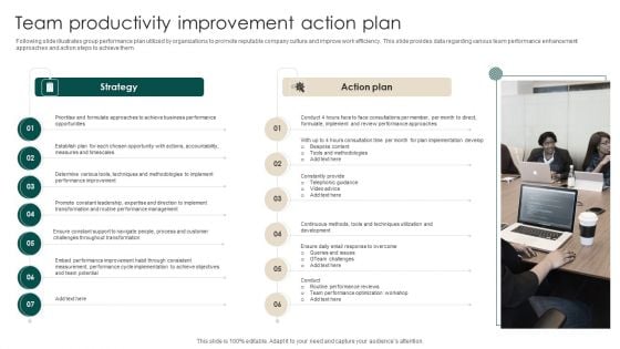 Team Productivity Improvement Action Plan Graphics PDF