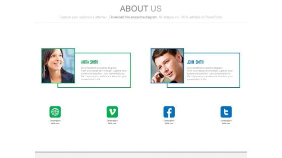 Team Profile For Social Media Communication Powerpoint Slides