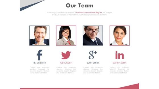 Team Profile On Social Media Network Powerpoint Slides