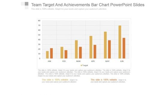 Team Target And Achievements Bar Chart Powerpoint Slides