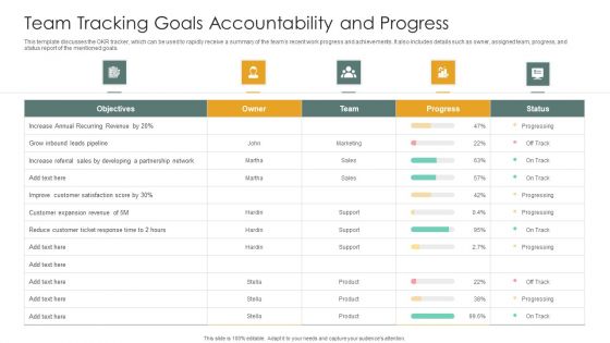 Team Tracking Goals Accountability And Progress Pictures PDF