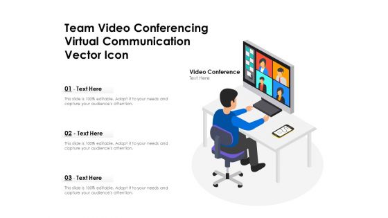 Team Video Conferencing Virtual Communication Vector Icon Ppt PowerPoint Presentation File Show PDF