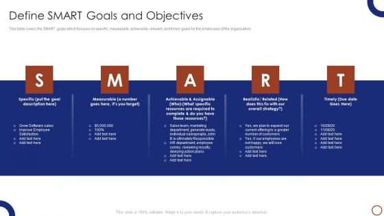 Teams Collaboration Define SMART Goals And Objectives Infographics PDF