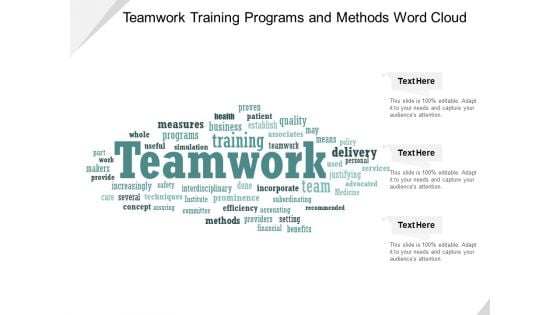 Teamwork Training Programs And Methods Word Cloud Ppt Powerpoint Presentation Infographics Design Templates