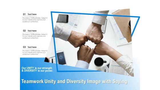 Teamwork Unity And Diversity Image With Saying Ppt PowerPoint Presentation File Graphics Pictures PDF