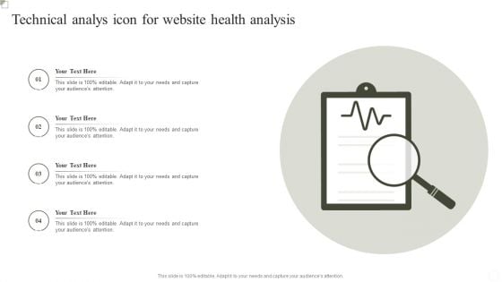 Technical Analys Icon For Website Health Analysis Ppt Pictures Gridlines PDF