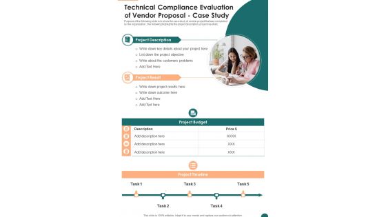 Technical Compliance Evaluation Of Vendor Proposal Case Study One Pager Sample Example Document