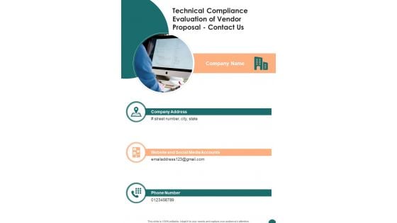 Technical Compliance Evaluation Of Vendor Proposal Contact Us One Pager Sample Example Document