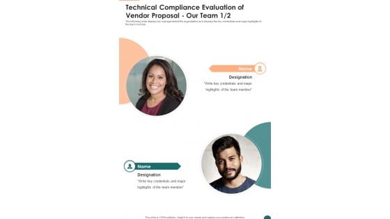 Technical Compliance Evaluation Of Vendor Proposal Our Team One Pager Sample Example Document Technical Compliance Evaluation Of Vendor Proposal Our Team One Pager Sample Example Document