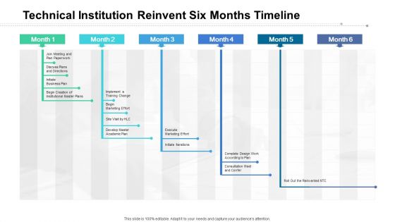 Technical Institution Reinvent Six Months Timeline Template